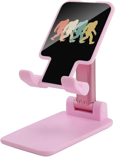 Retro Bigfoot Sasquatch Portable Cell Phone Stand Foldable Desktop Phone Holder Adjustable Height Angle with Print Pattern pink-style-2
