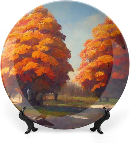 Miniatura 15 de Platos decorativos de Acción de Gracias para decoración del hogar, temporada de otoño de Japón, árboles de arce, ríos y barcos, bandeja decorativa