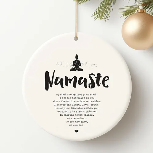 Adornos de Árbol de Navidad de Cerámica Namaste - Decoración para Habitación de Yoga y Meditación, Adornos Colgantes para Regalos de Navidad