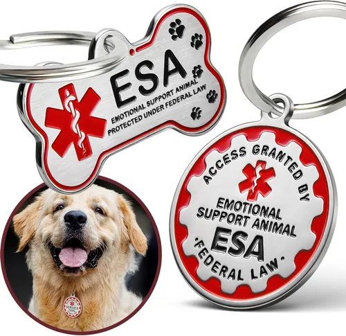 Miniatura 7 de Placa de identificación personalizada grabada para perros de servicio, placa de identificación personalizada de acero inoxidable para perros