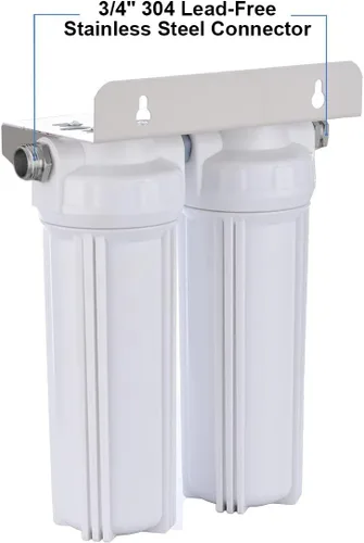 Miniatura 3 de Sistema de filtro de agua dual externo para vehículos recreativos para reducir sedimentos, suciedad, arena, óxido, partículas de escamas y sabor a