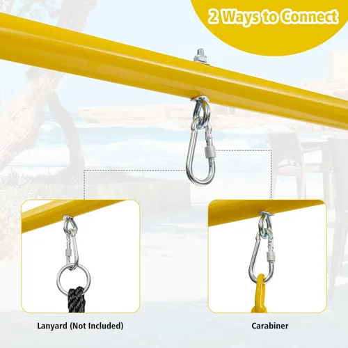 Miniatura 4 de Costzon - Soporte de metal para columpio con capacidad de hasta 550 libras, marco de columpio de acero completo, juego de 2 columpios con marco en A