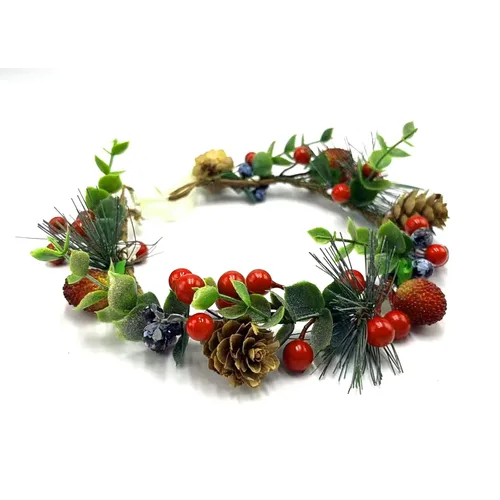 Miniatura 8 de Corona de Flores de Navidad Corona Floral de Bayas Rojas Corona de Piña Bosque Woodland Boda Diadema Banda para la Cabeza