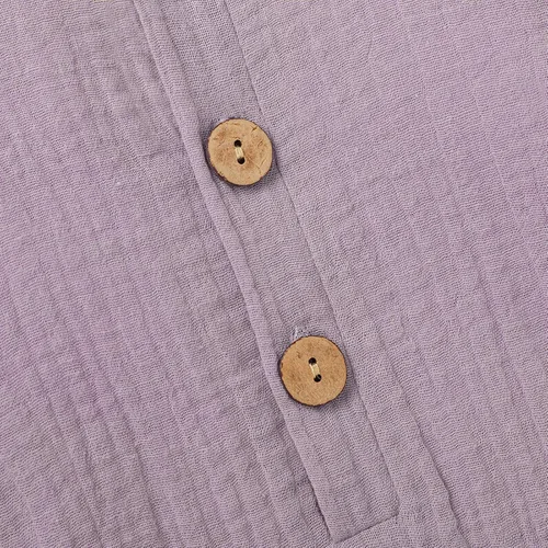 Miniatura 5 de Ropa de bebé con bolsillos, trajes de algodón para niña, mameluco de lino para niñas (morado, 3-6 meses)