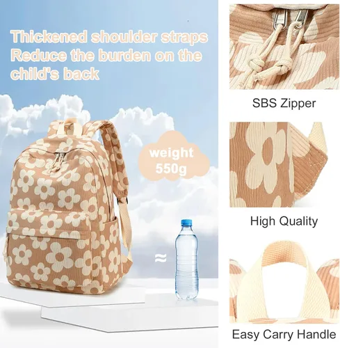 Miniatura 29 de LOIDOU Mochila para adolescentes y niñas, mochila escolar con lonchera y estuche para lápices, juego de bolsas escolares 3 en 1