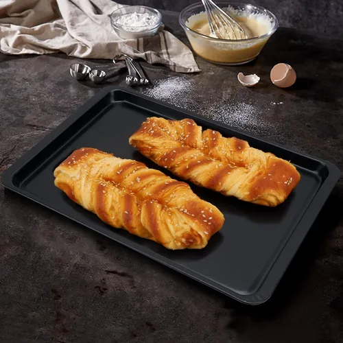 Miniatura 7 de Beasea Paquete de 2 bandejas para hornear, bandeja de galletas de 10 x 14.6 pulgadas, antiadherente, de acero al carbono, para horno, bandejas