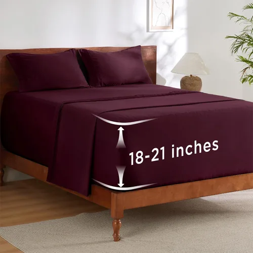 Miniatura 13 de Bedsure Juego de Sábanas King de Bolsillo Profundo - Se Adapta a Colchones de Hasta 21 Pulgadas de Grosor - 4 Piezas Sábanas de Cama GentleSoft