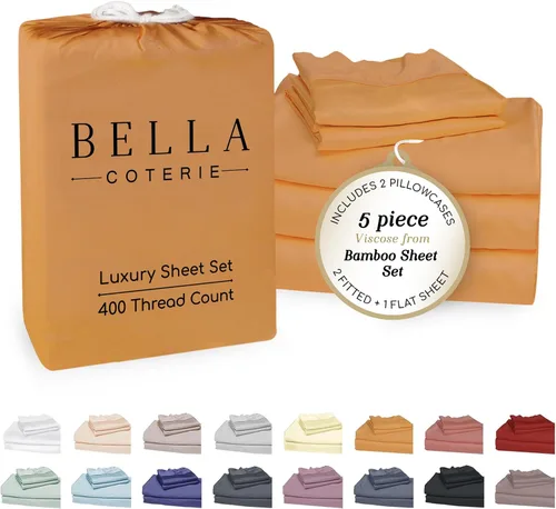 Miniatura 105 de Bella Coterie - Juego de sábanas de lujo de viscosa de bambú para cama tamaño split king 2 sábanas ajustadas para camas Sleep Number y camas 06