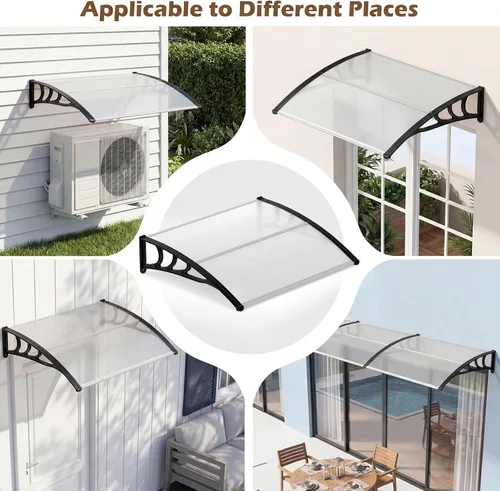 Miniatura 5 de Tangkula 2 Pack 30" x 39" Window Awning, Modern Polycarbonate Overhead Door Awning with Hollow Sheet for Rain Snow Sunlight Protection, UPF 50+
