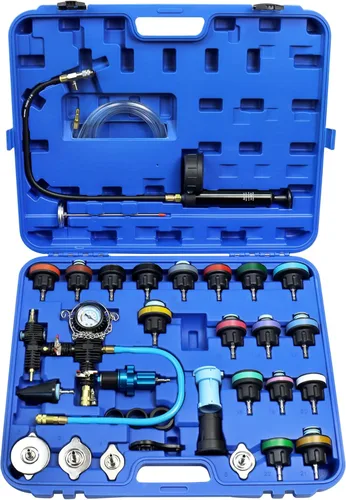 Miniatura 10 de JoyFans Probador de presión de radiador y sistema de refrigeración, herramienta neumática de recarga de refrigerante al vacío, kit automotriz de 33