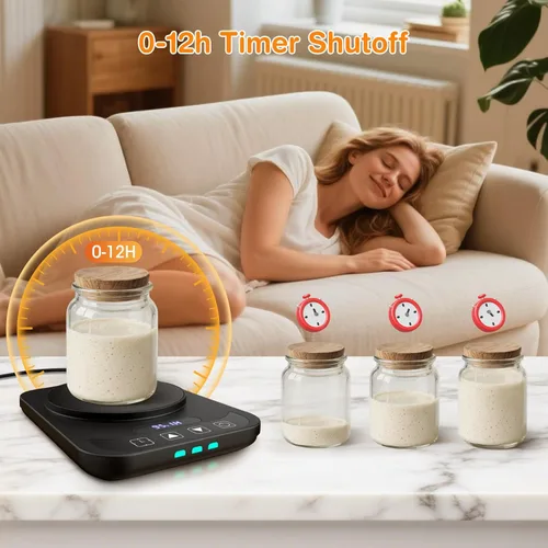 Miniatura 4 de Calentador básico de masa madre, control preciso de termostato de 1 ° F (70-100 °F), tapete de calentamiento de masa madre, calentamiento Negro