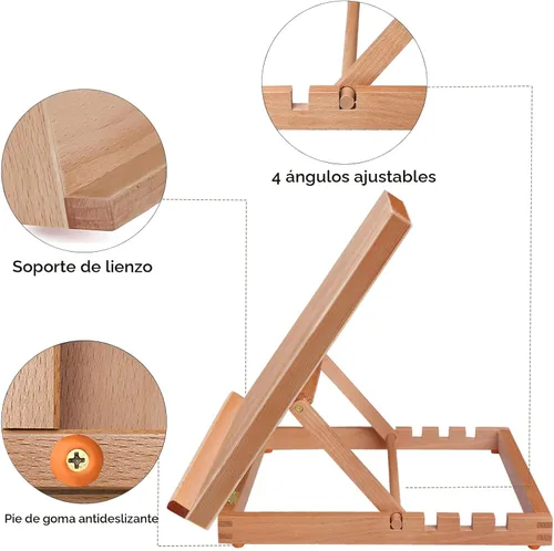 Miniatura 2 de Caballete de mesa A3 con superficie lisa, caballete de arte de ángulo ajustable para artistas, niños, principiantes y estudiantes