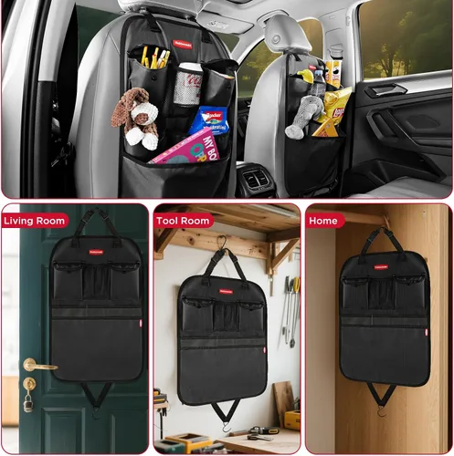 Miniatura 6 de Rubbermaid Organizador de coche para asiento trasero, alfombrillas y protector de respaldo de asiento, organizador de automóvil para niños con 6