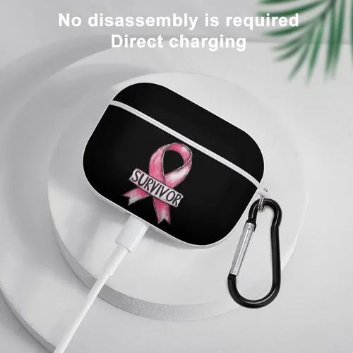 Miniatura 5 de Breast Cancer Survivor Hard Case Compatible with AirPods Pro 2nd / 1st Generation Cover with Keychain white