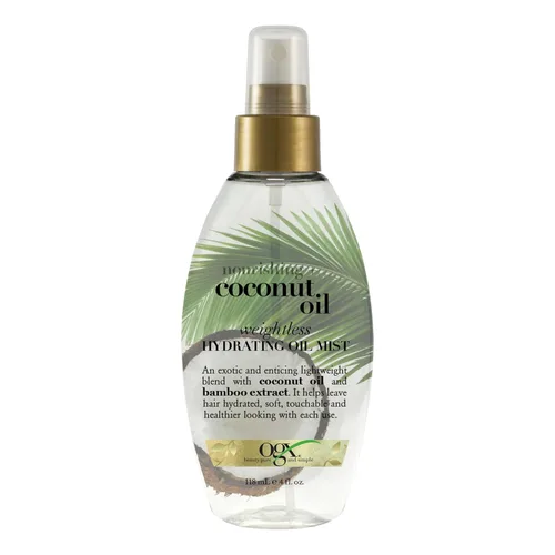 OGX Nebulizador Capilar de Aceite Hidratante Nutritivo + Aceite de Coco Sin Peso, Tratamiento Capilar Ligero Sin Enjuague con Aceite de Coco y