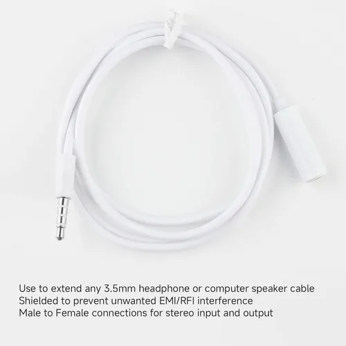 Miniatura 3 de OLIREXD 2 cables de extensión de auriculares de 0.138 in, extensor de conector de auriculares macho a hembra de 4 polos, cable de extensión de audio