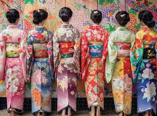 Miniatura 5 de Cross & Glory - Elegante kimono Beauties - Rompecabezas artístico de 1000 piezas para adultos Colores vibrantes Arte cultural Calidad premium
