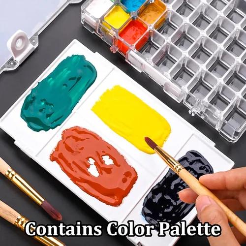 Miniatura 4 de WANDIC Caja de paleta, 1 caja de acuarela de 36 pocillos, caja de paleta de almacenamiento para pintura acrílica y al óleo, contenedores de pintura