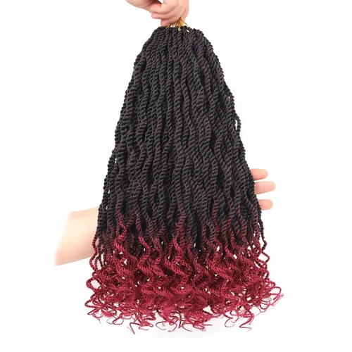 Miniatura 6 de Leeven Cabello de Ganchillo Rizado Senegalés de 12 Pulgadas, 8 Paquetes Trenzas de Ganchillo Cortas Ombre Marrón, Trenzas Havana Pequeñas #T30