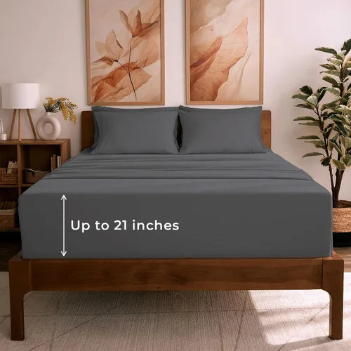 Miniatura 27 de Mellanni Juego de Sábanas Split King - Colección Icónica de 7 Piezas para Ropa de Cama, (Incluye 4 Fundas de Almohada), Bolsillo Profundo de 16 1394