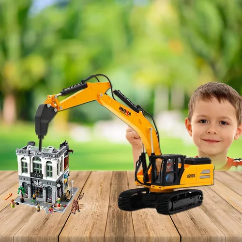 Miniatura 4 de Gemini&Genius Juguete de excavadora de taladro, auto de máquina de demolición, juguete de vehículo de construcción a escala 1/35 de martillo de 1:35