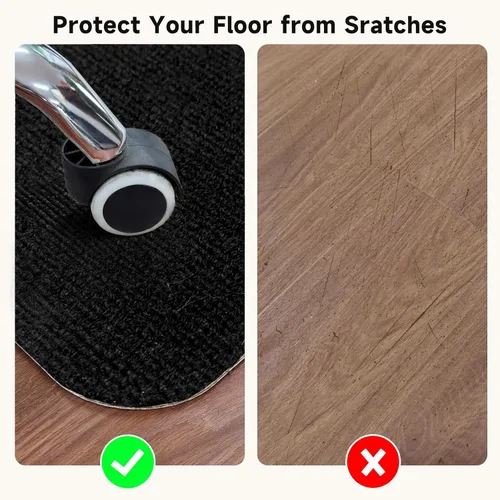 Miniatura 4 de Tapete negro para silla de oficina, tapetes duraderos para sillas de escritorio para suelos de madera dura y azulejos, debajo de las sillas