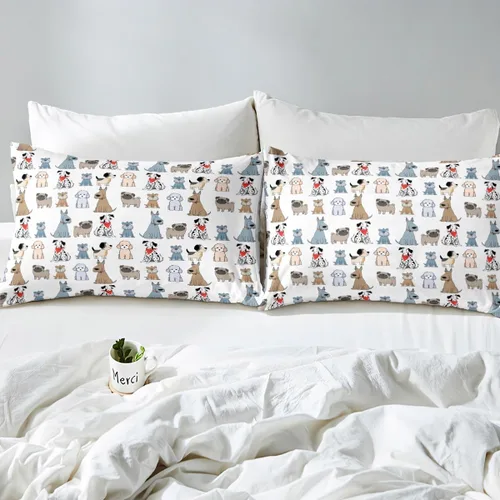 Miniatura 7 de Erosebridal Juego de funda de edredón con diseño de perro lindo para niños y niñas, diseño de cachorro de caricatura, para niñas y niños, funda