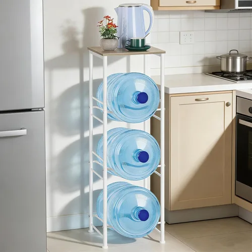 Miniatura 11 de OYEAL Organizador para botellas de agua de 5 galones con estantes, soporte dispensador de botellas de agua de 3 niveles para cocina, sala de estar