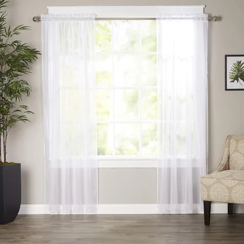 Miniatura 26 de Elegant Comfort - Cortinas transparentes de lujo con bolsillo para barra para cocina, dormitorio y sala de estar, Microfibra, Beige