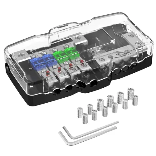 Joinfworld Bloque de Distribución de Energía con Fusibles para Audio de Automóvil de 4 Vías MIDI (Mini-ANL) Bloque de Fusibles de 12V Calibre 0/4