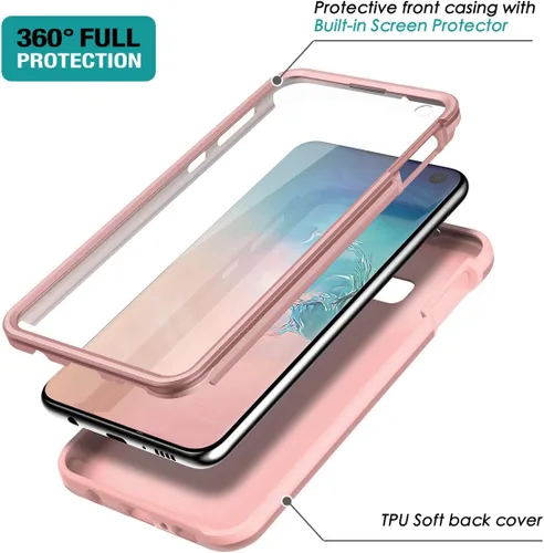 Miniatura 3 de SURITCH Funda para Samsung Galaxy S10e, 【Protector de pantalla integrado】【Compatible con carga inalámbrica】Cubierta trasera resistente híbrida Oro