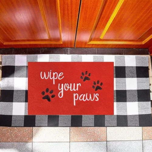 Miniatura 7 de Tapete de bienvenida rojo para puerta delantera, tapete divertido para puerta de entrada interior y exterior, tapete de goma antideslizante