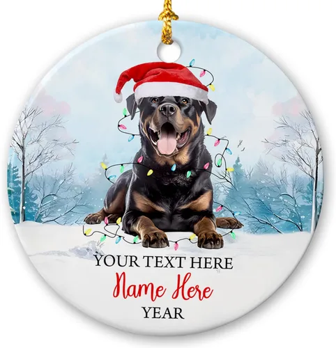 Miniatura 13 de Adorno de cerámica de Alaska Malamute de Feliz Navidad, decoración personalizada de Papá Noel, perro de Alaska Malamute nombre de perro, decoración
