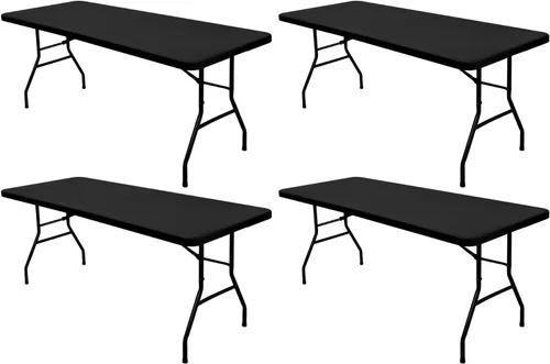 Miniatura 25 de Pack de 6 manteles de picnic elásticos ajustados para mesas rectangulares de 6 pies, impermeables, lavables, de spandex para patio, plegables