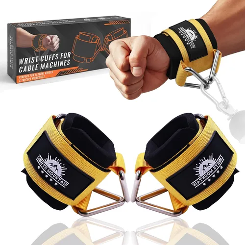 Miniatura 13 de Puños ajustables para muñeca de neopreno con correas acolchadas para equipos de entrenamiento de fuerza con máquinas de cable