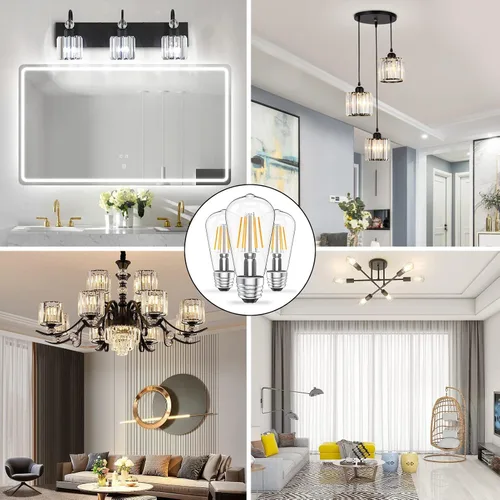 Miniatura 9 de Ralbay Bombillas LED Edison ST48 vintage equivalentes a 60 vatios, paquete de 6, luz blanca natural brillante de 4500 K, bombillas de filamento LED