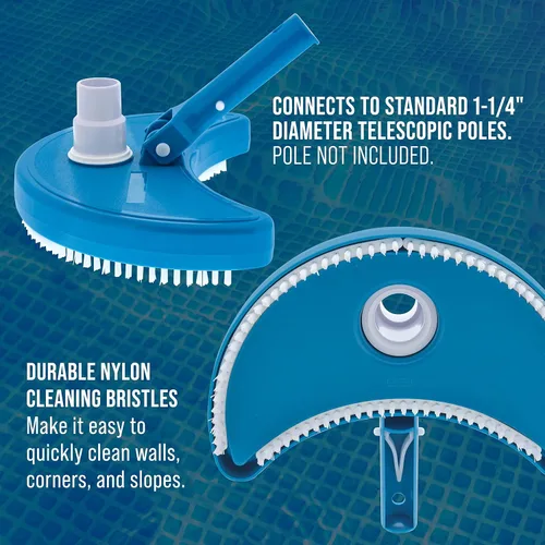 Miniatura 4 de U.S. Pool Supply Half Moon - Cabezal de vacío manual para piscinas enterradas sobre el suelo, con peso, conexión de manguera giratoria de 1.5