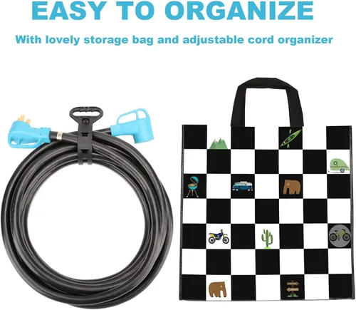 Miniatura 8 de CircleCord Cable de extensión para caravana o automóvil eléctrico de 50 amperios y 15 pies, resistente calibre 6/3+8/1 STW con organizador de cables