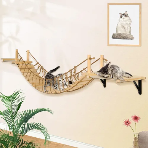 Miniatura 3 de Estantes de Pared para Gatos Calmbee - Árbol Colgante de 178 cm con Nido y Repisa en Forma de Nube Natural