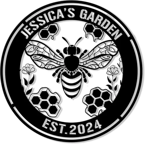 Miniatura 9 de Letrero de metal personalizado de abeja, cartel colgante de abeja de miel, porche de bienvenida al aire libre, valla de pared con nombre