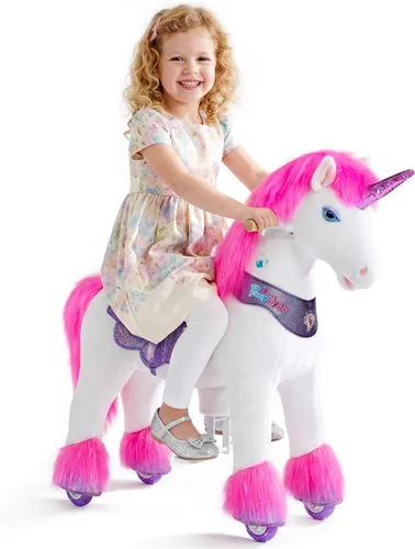 Miniatura 13 de PonyCycle Paseo a caballo en poni modelo avanzado Y peluche marrón caballo juguete para niños tamaño 3 para edades 3 a 4, caballo mecedora