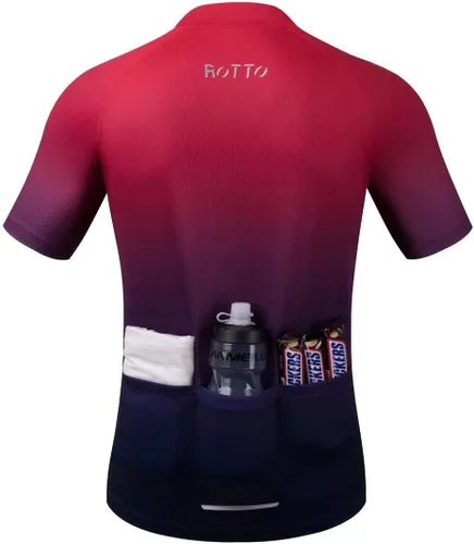 Miniatura 2 de ROTTO Camiseta de ciclismo para hombre, camiseta de manga corta, color degradado