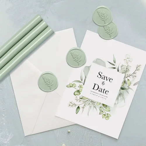 Miniatura 2 de UNIQOOO 180 piezas de perlas de cera de sellado verde salvia para sello de cera, ideal para adornar sobres de tarjetas, invitaciones de boda