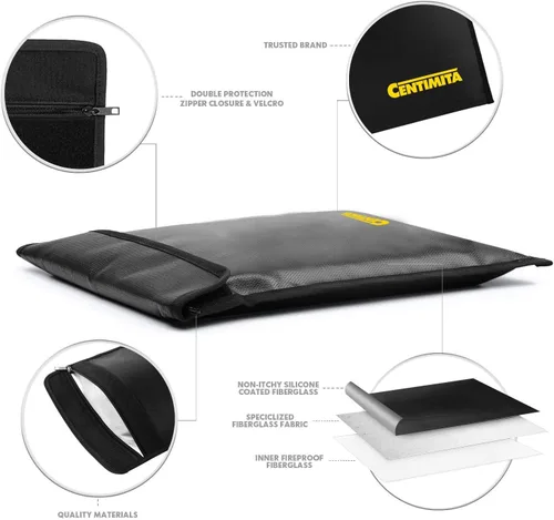 Miniatura 3 de Bolsa de documentos ignífuga impermeable – Bolsa de dinero de 2000 ℉ con cremallera y 3 protectores de documentos, 15 x 11 pulgadas, a prueba