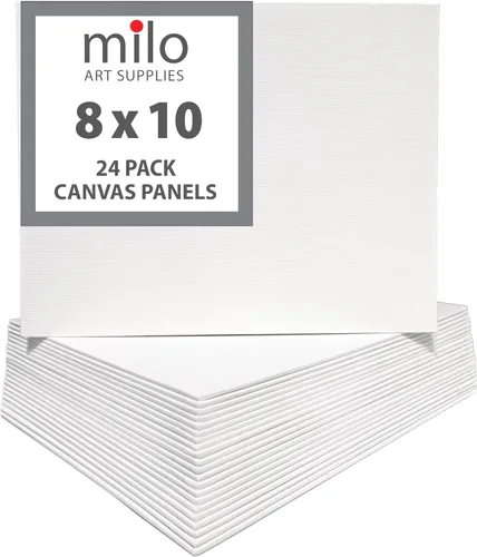 milo Tableros de lienzo para pintar, 8 x 10 pulgadas, paquete de 24 paneles de lienzo planos, imprimados y listos para pintar, suministros de arte
