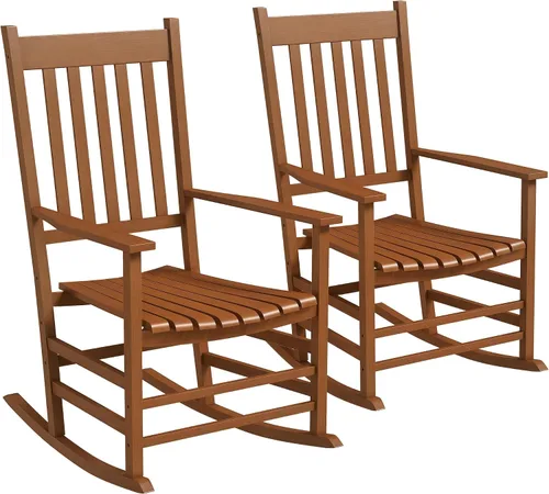 Miniatura 10 de Outsunny Mecedora para exteriores, mecedora de madera para patio con reposabrazos suaves, respaldo alto para jardín, balcón, porche, soporta hasta