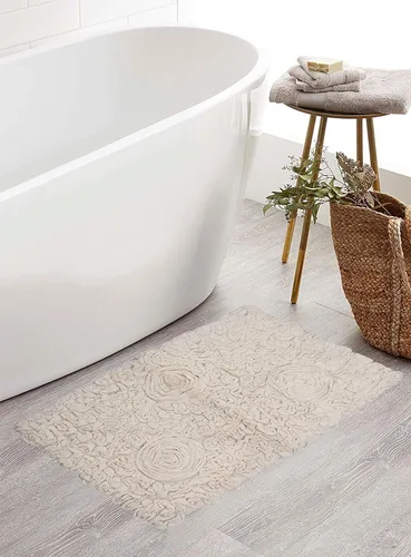 Miniatura 115 de Home Weavers Bell Flower Collection - Tapetes de baño copetudos 100 % algodón, extrasuaves y absorbentes, antideslizantes, lavables a máquina, lino