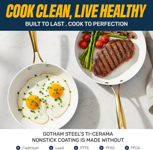 Miniatura 4 de GOTHAM STEEL - Juego de 12 piezas de utensilios de cocina de cerámica antiadherente, juego de ollas y sartenes de cerámica antiadherentes