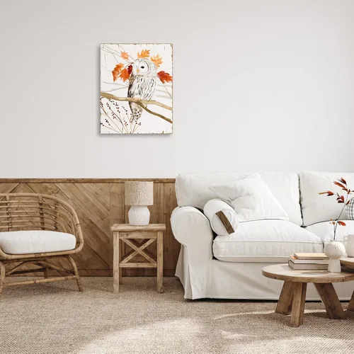 Miniatura 3 de Stupell Industries Victoria Borges - Lienzo decorativo con texto en inglés "Owl in Autumnal Forest", 24 x 30 pulgadas, fácil de colgar y resistente