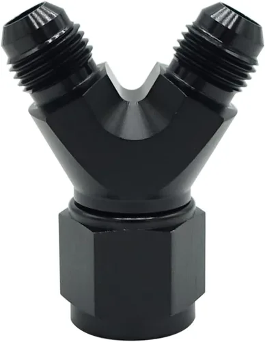 Miniatura 2 de AC PERFORMANCE Divisor De Bloque Y Conexión De Combustible Hembra -4 AN En Macho -4 AN Salida, Aluminio Negro